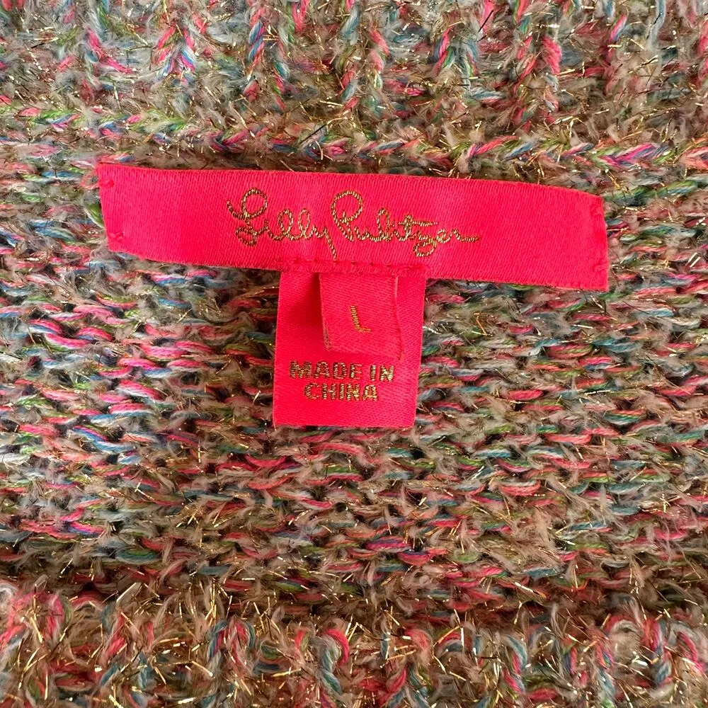 Lilly Pulitzer Gliana Multicolor Sparkle Knit Sweater Size Large - Image 8