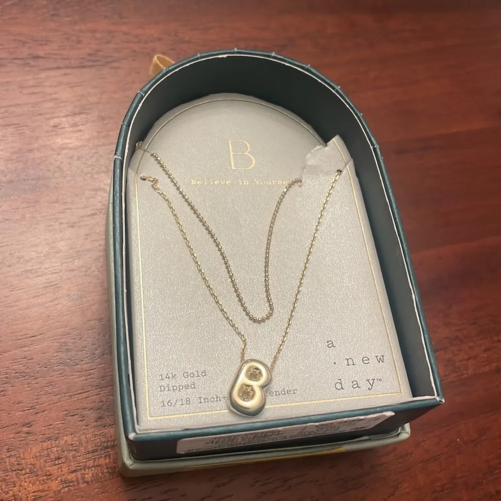 A new day necklace B initial jewelry Believe in Yourself 14K dipped necklace new - Image 4