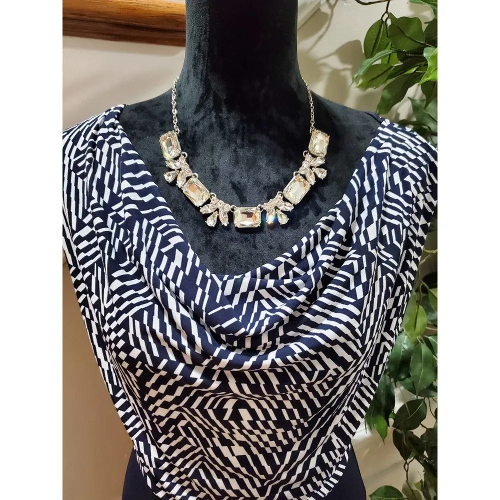 Valerie Bertinelli Women Blue Polyester Cowl Neck Sleeveless Knee Length Dress 6 - Image 2