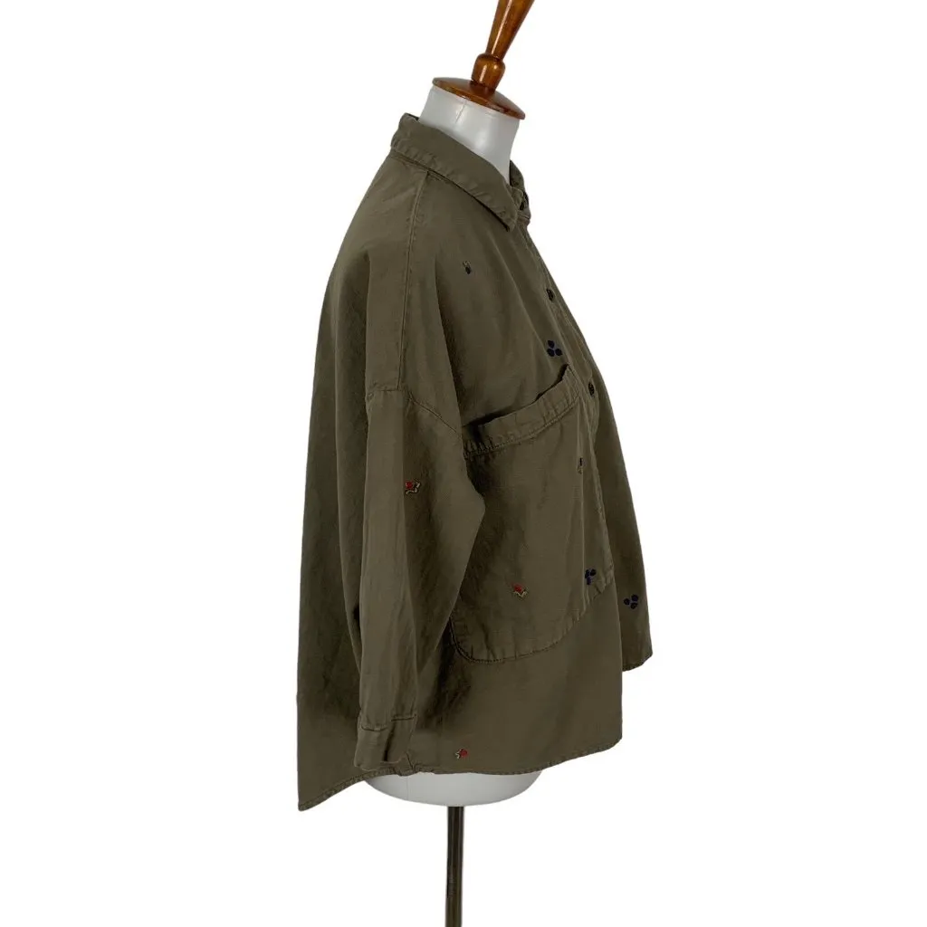 Lucky Brand Womens Shirt XS Green Button Down Utility Casual Top - Image 2