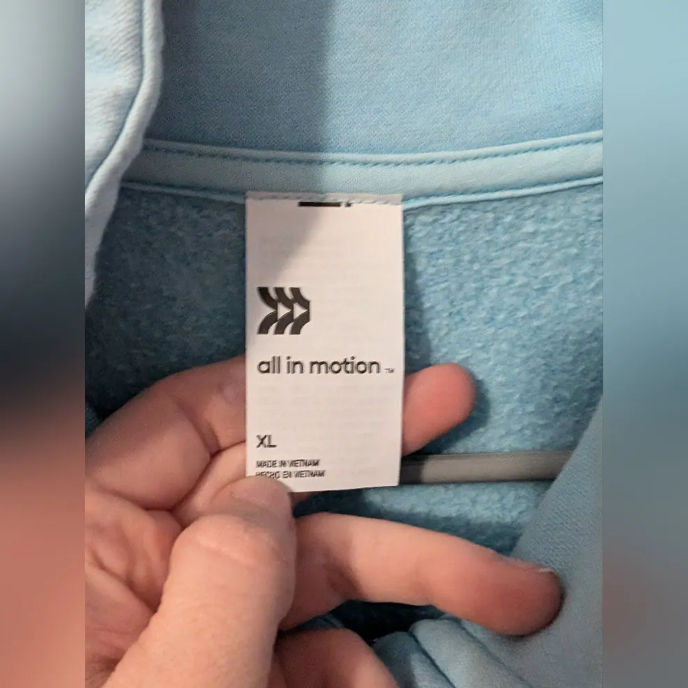 NWOTS All in Motion Cotton Blend Quarter Zip Sweater XL Baby Blue - Image 3