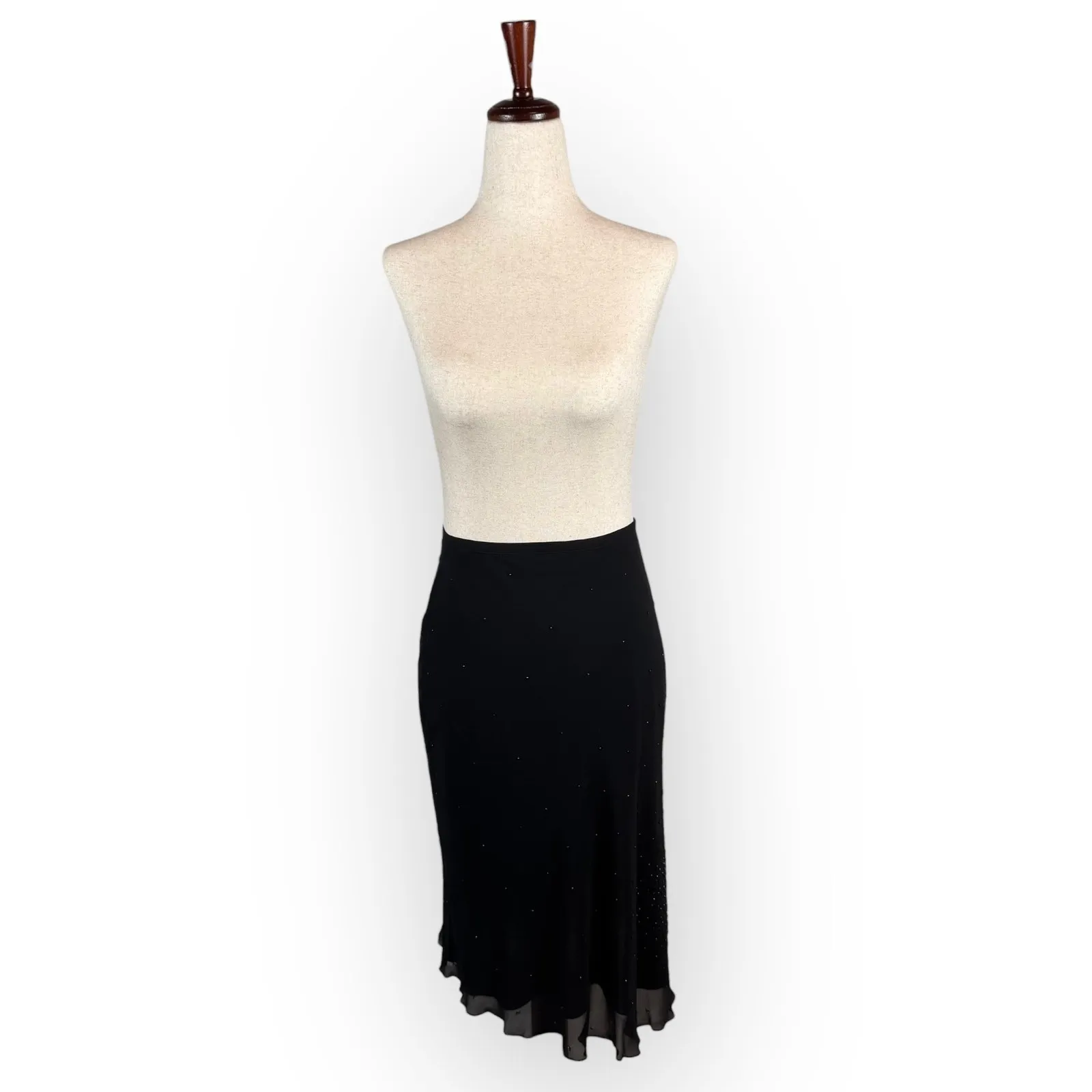 Vintage 90's 2PC Beaded Black Silk Skirt Outfit Size 2/4 - Image 6