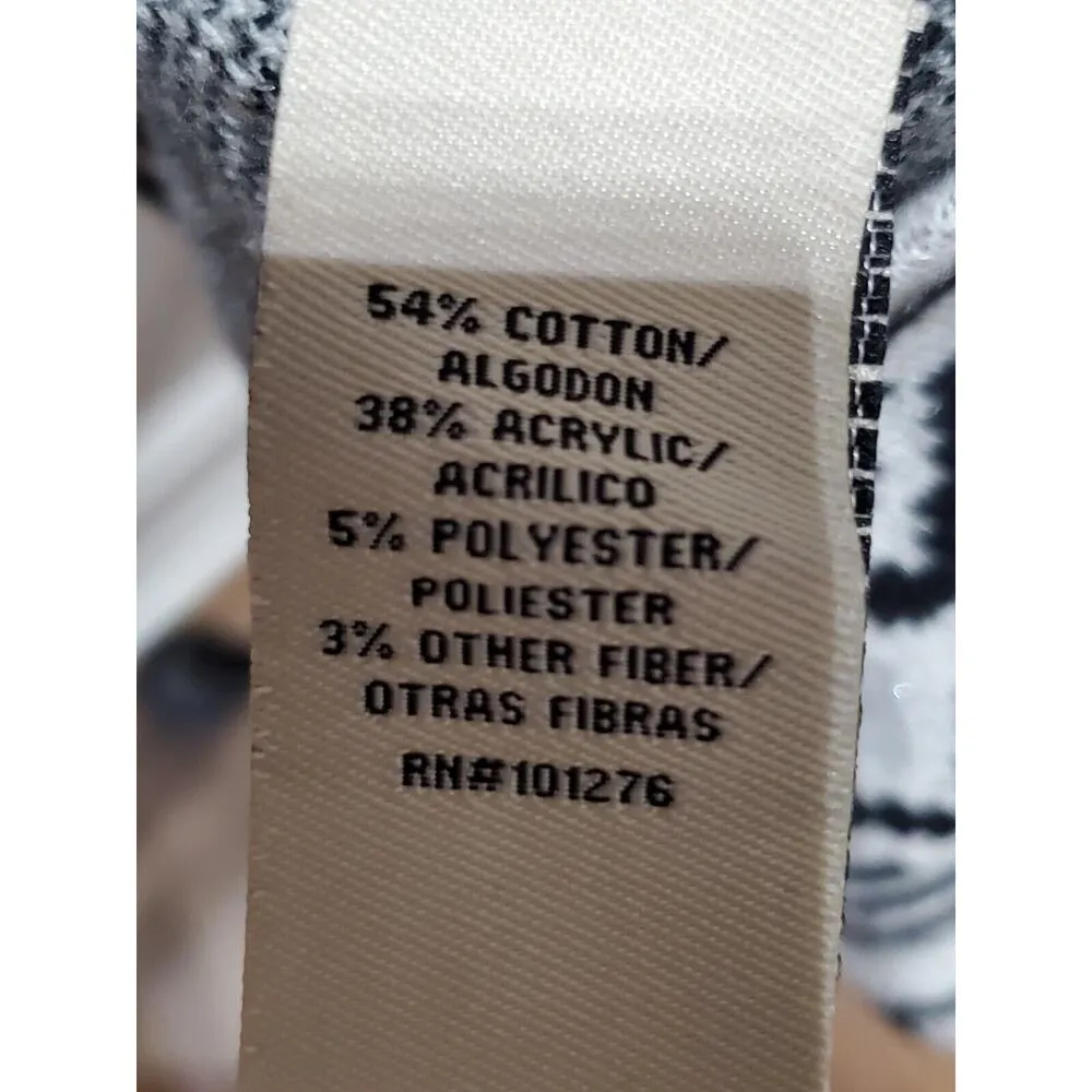 Beige Eci Woman Black & White Sweater Round Neck 3/4 Sleeve Knee Length Dress XL - Image 10