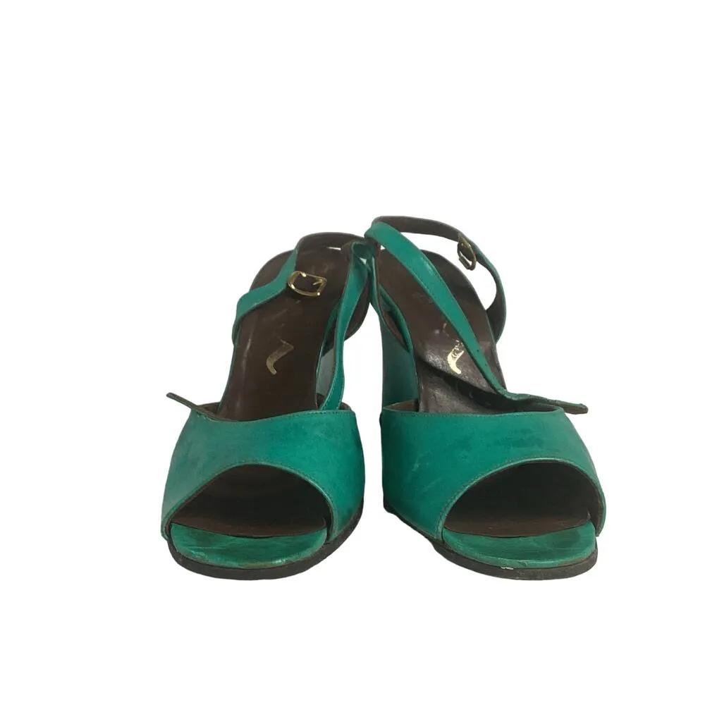 Nina Teal Wedge Sandals - Image 2