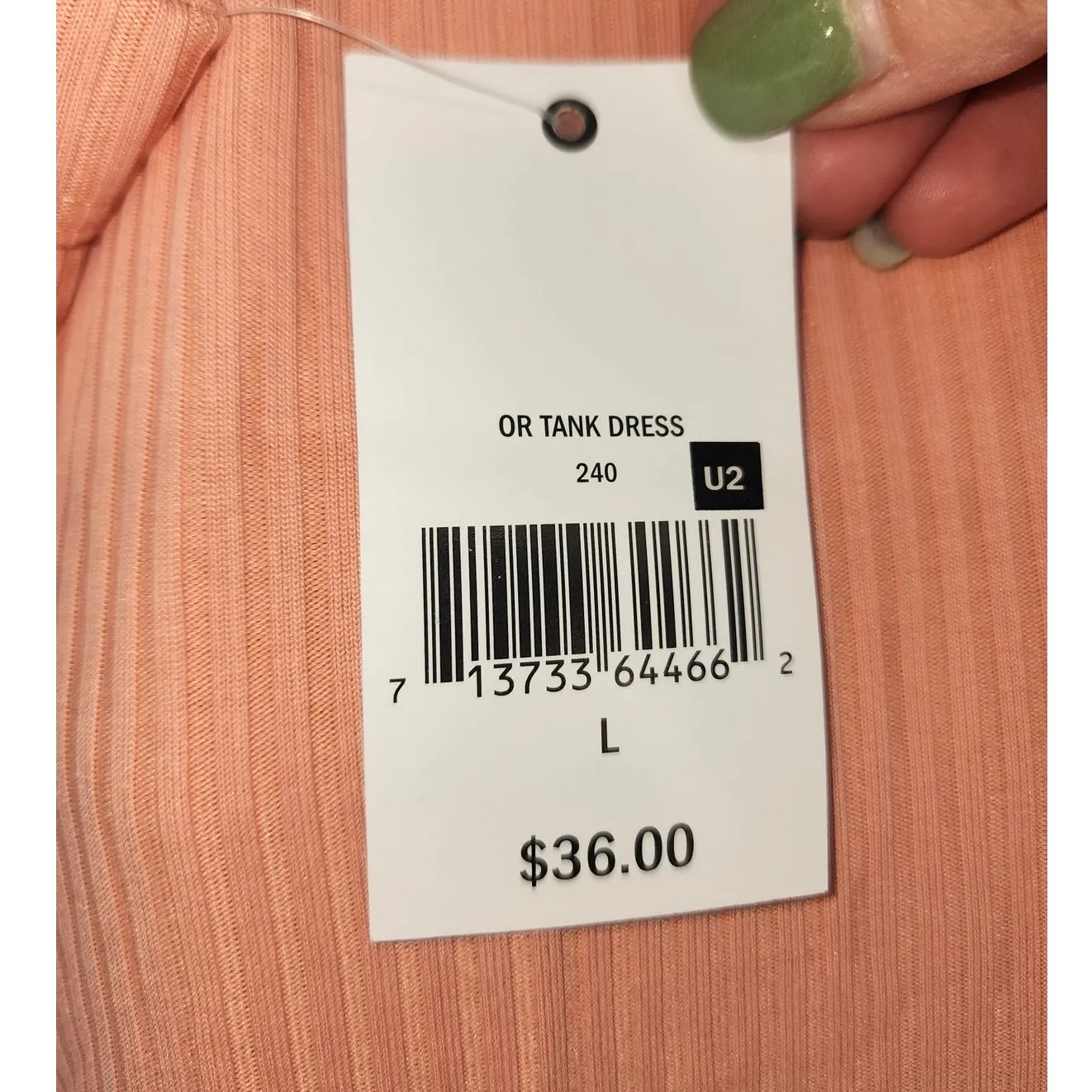 Ophelia Roe Peach Ribbed Tank Maxi Dress Women's Size Large - Image 5