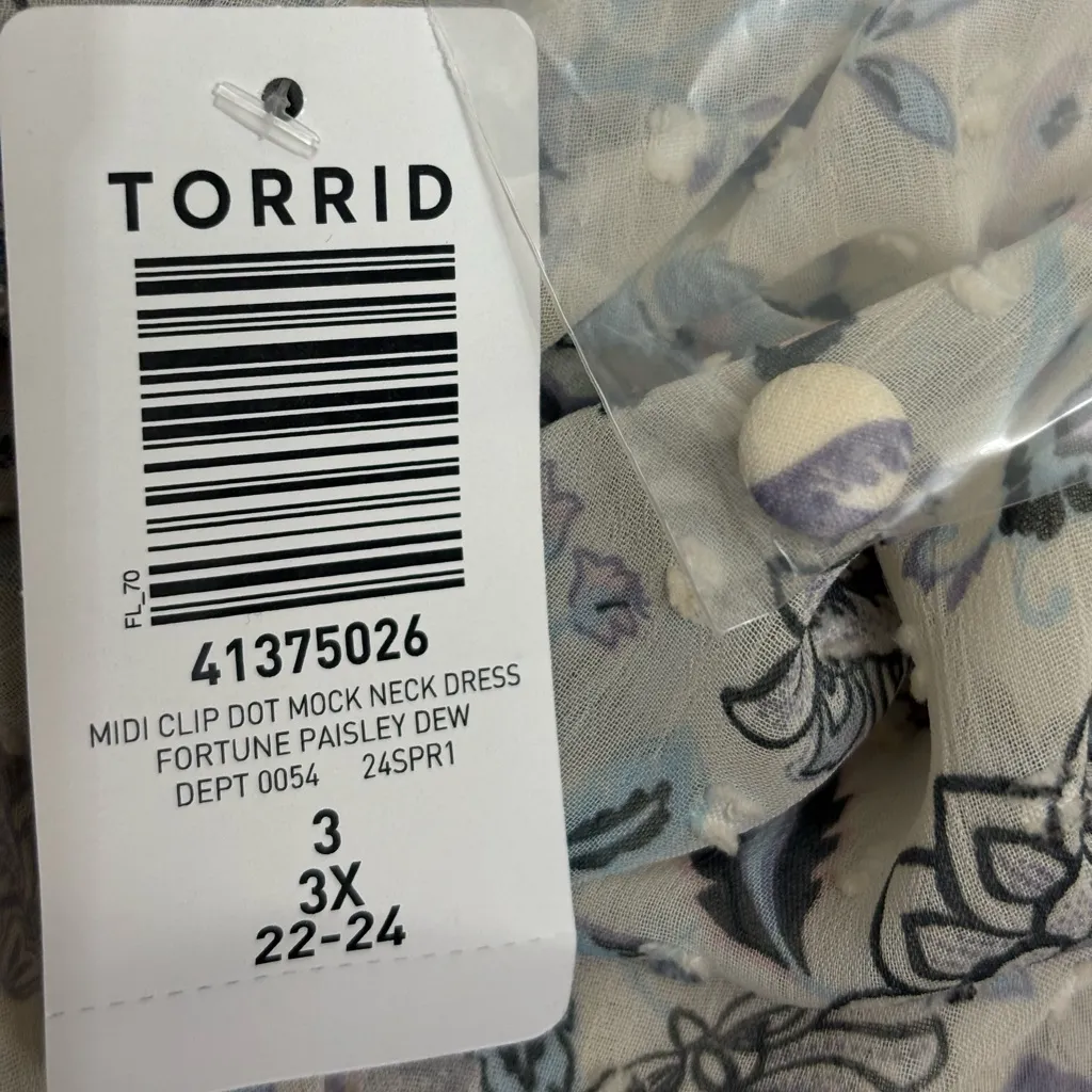 Torrid Midi Clip Dot Mock Neck Dress | Size 3X - Image 9
