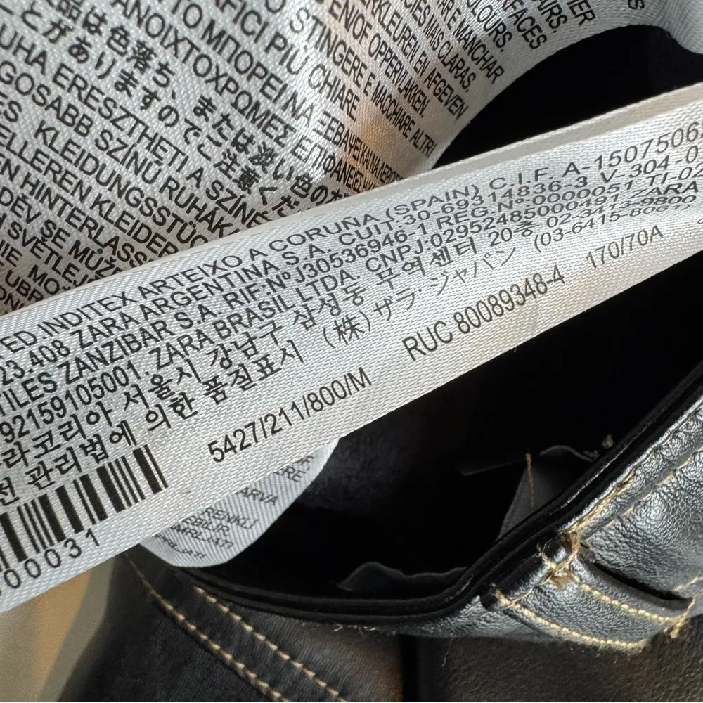 NWT ZARA Pants Faux Leather Vegan Straight Leg Contrast Stitching Black Size M - Image 9