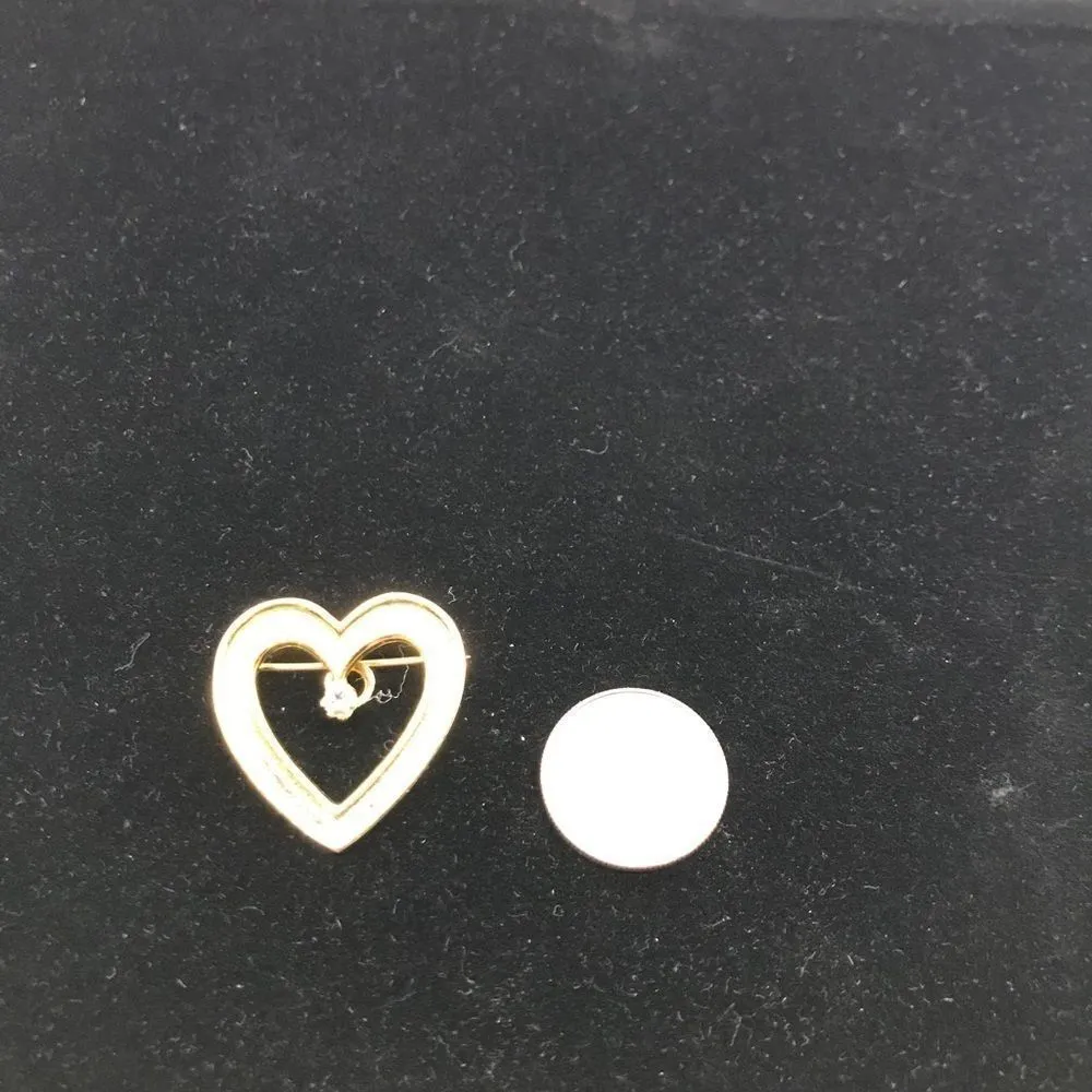 Vintage Heart Rhinestone Gold Brooch Pendant Accessocraft - Image 8