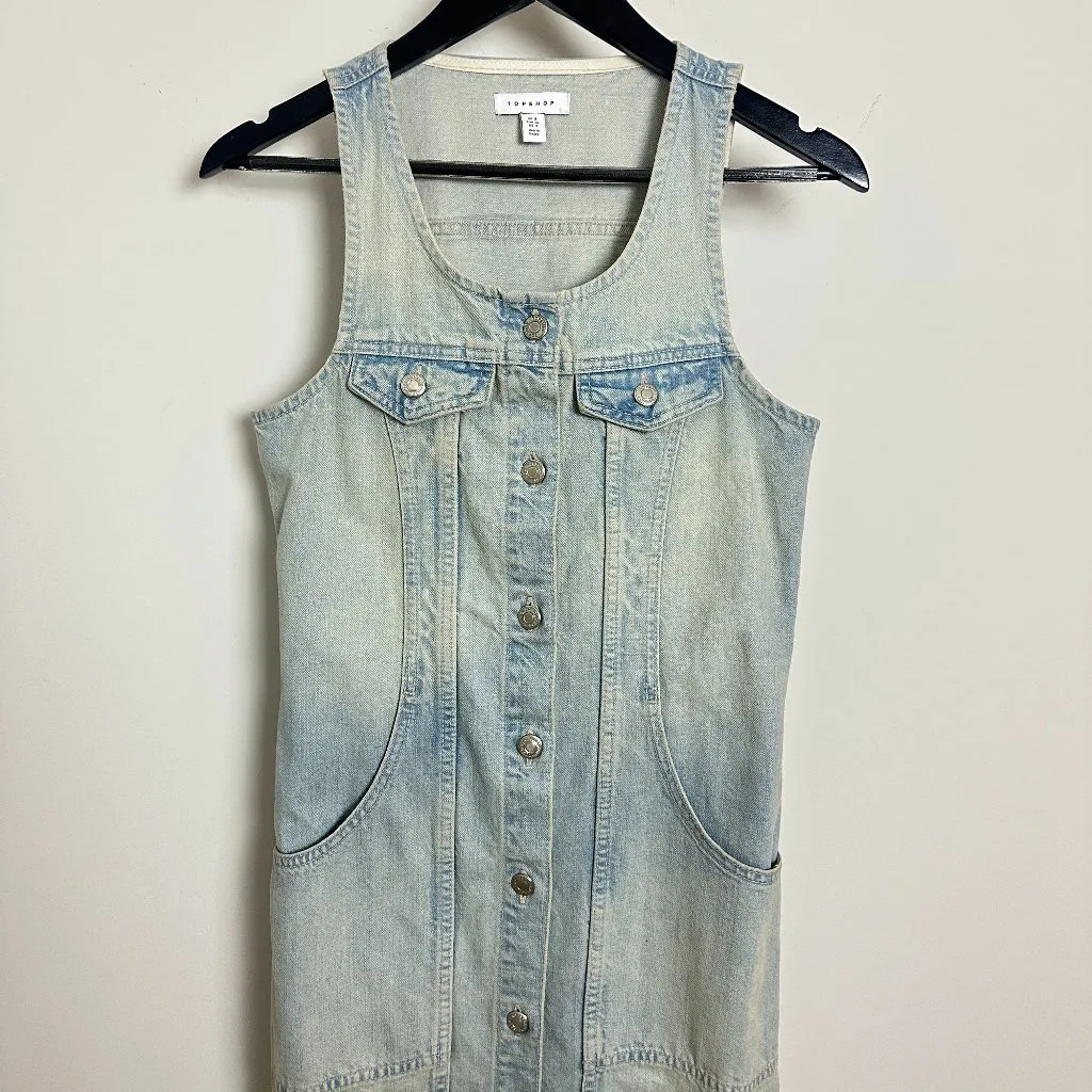 TOPSHOP Sleeveless Denim Maxi Dress in Bleach Size US 2 - Image 3