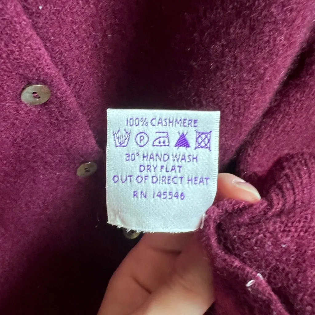 Brora 100% Cashmere Women's Cardigan in Rich Burgundy Purple Size 6 - Image 3
