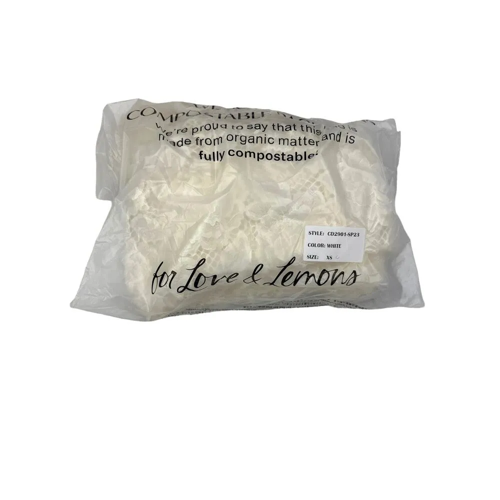 For Love & Lemons - Lace Rose Choker Long Sleeve Mini Dress in Ivory - Image 6