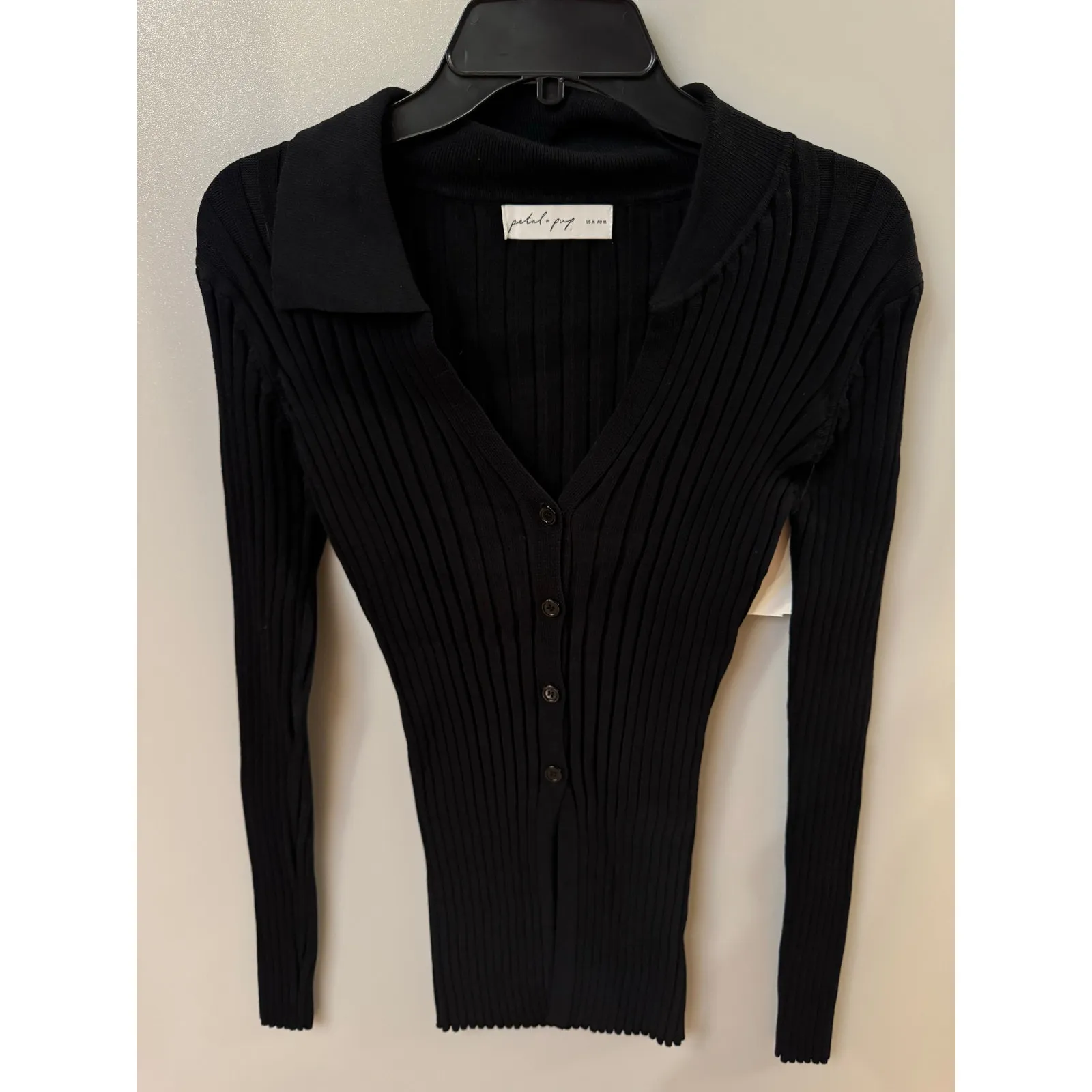 Petal & Pup Samara Black Ribbed Knit Cardigan - M (new) - Image 4