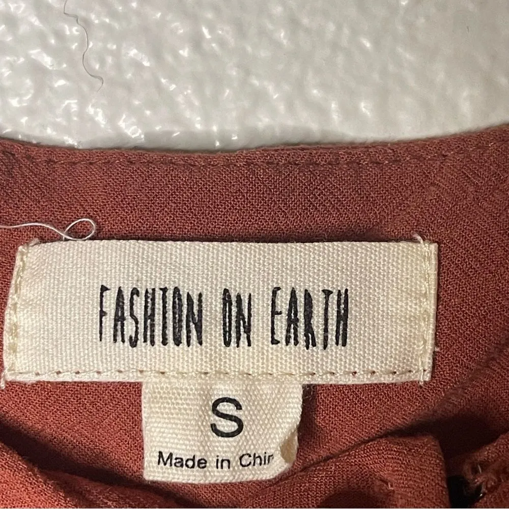 Fashion On Earth Small Boho Burnt Orange Cropped Wide Leg Pants - Image 8