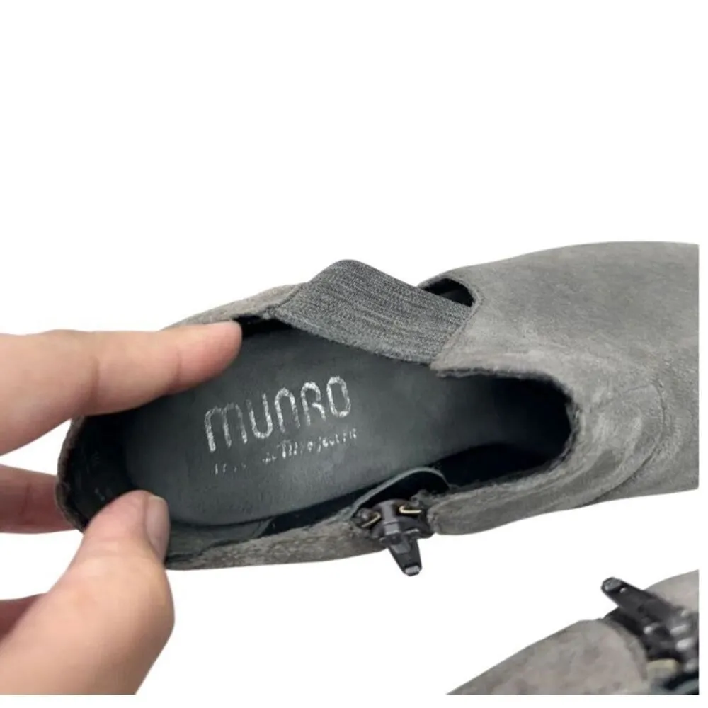 Munro  Booties Size 6.5 Suede Sable Ash Gray Open Toe Block Heel - Image 5