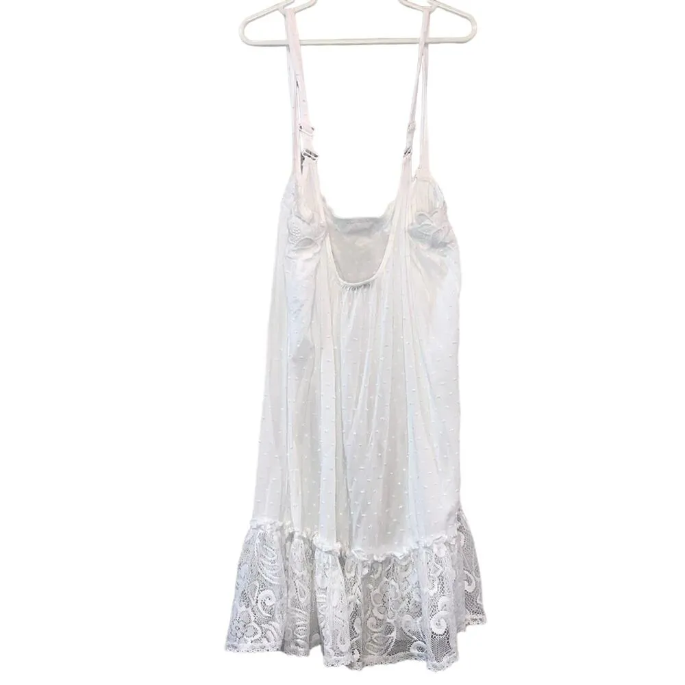 Linea Donatella White Lace Trim Lingerie Slip Dress - Image 4