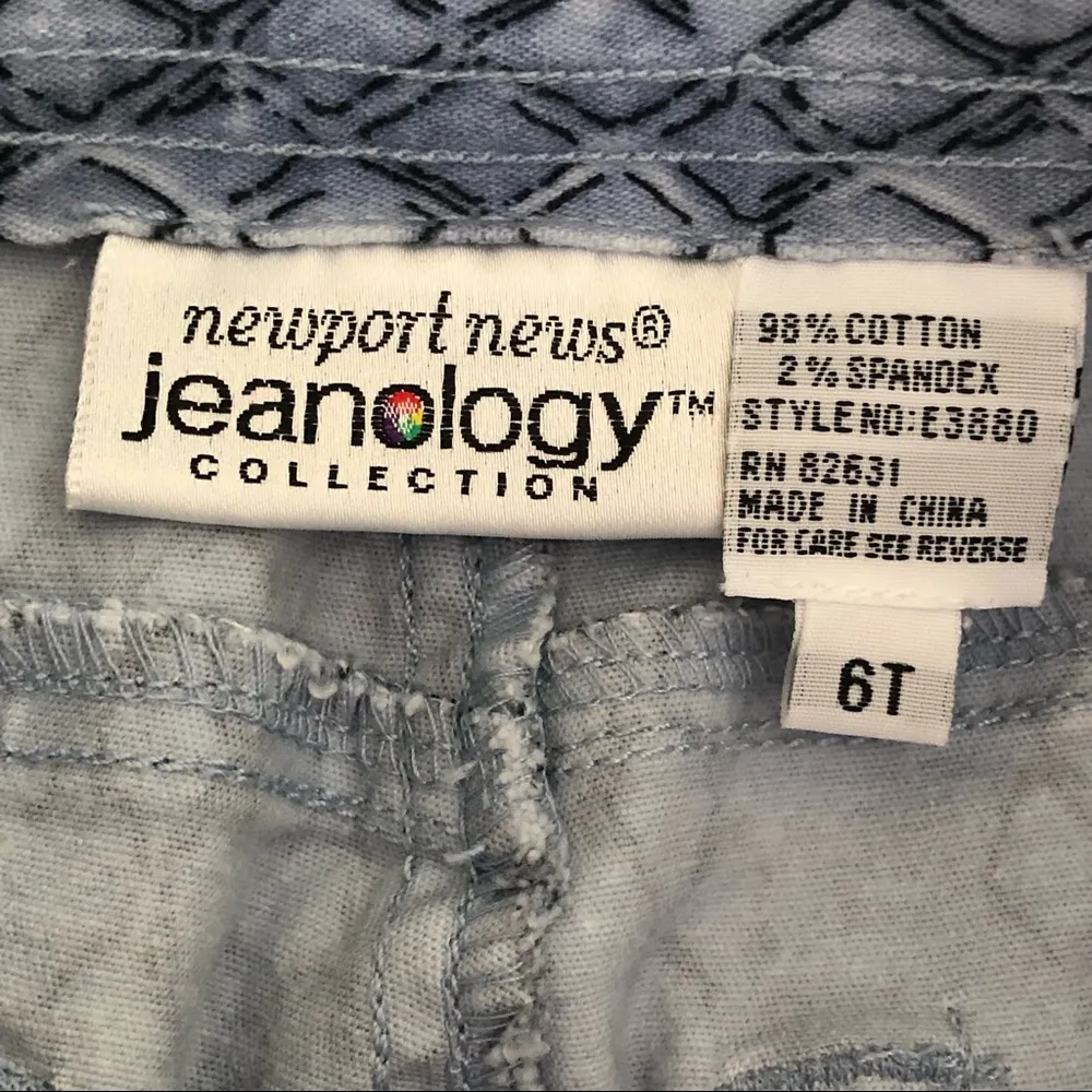Newport News Jeanology High Rise Print Blue Pants 6T 33” Long - Image 7