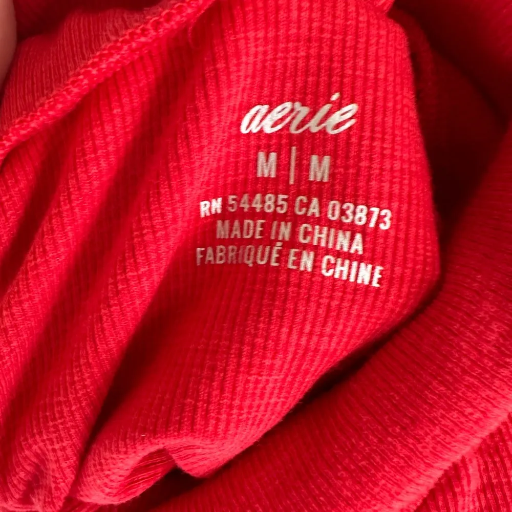 Aerie Red Long Sleeve Ribbed Turtleneck Bodysuit Women's Medium - Image 4