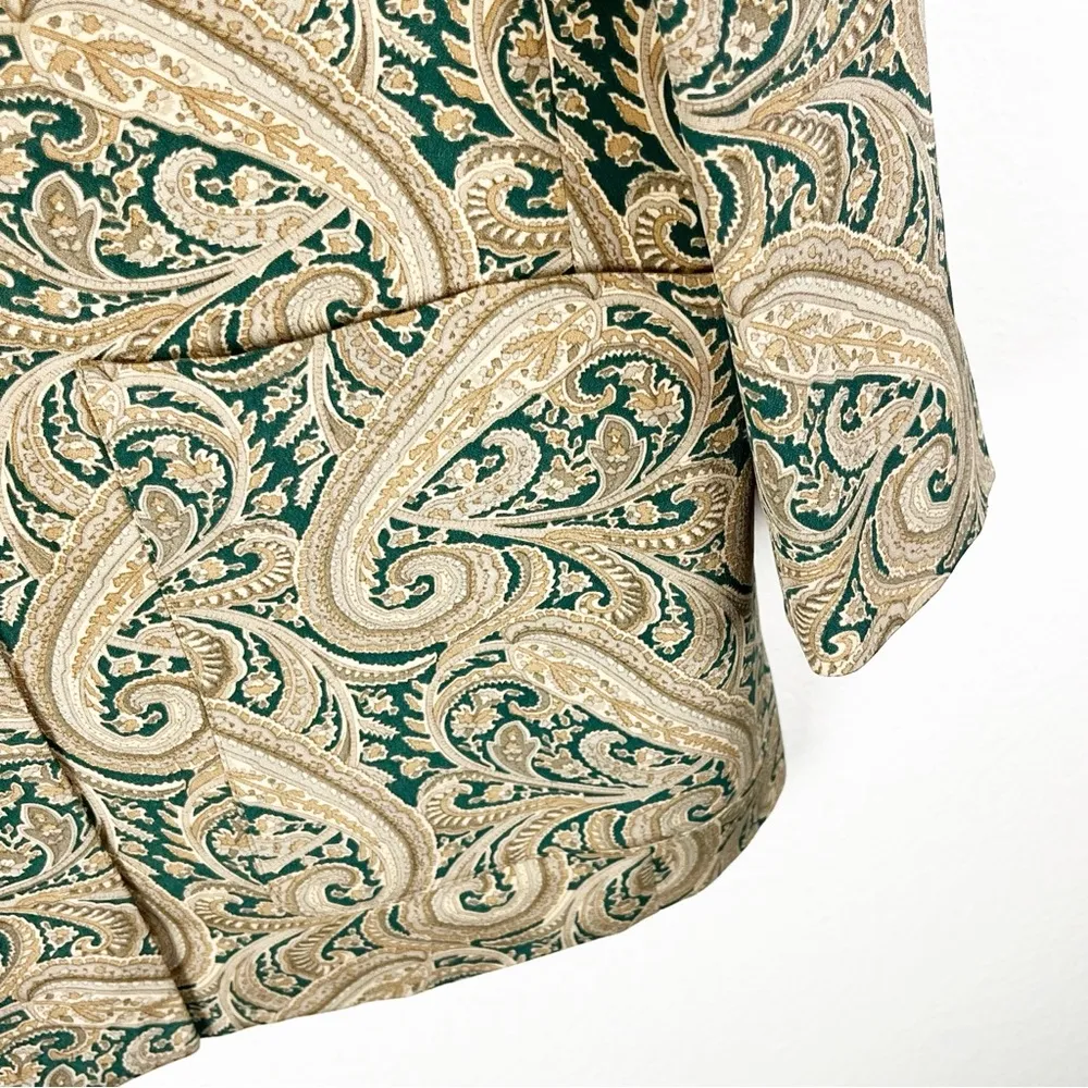 Dana Buchman  100% Silk Paisley Print Lined Front Pockets Single Button Blazer - Image 13