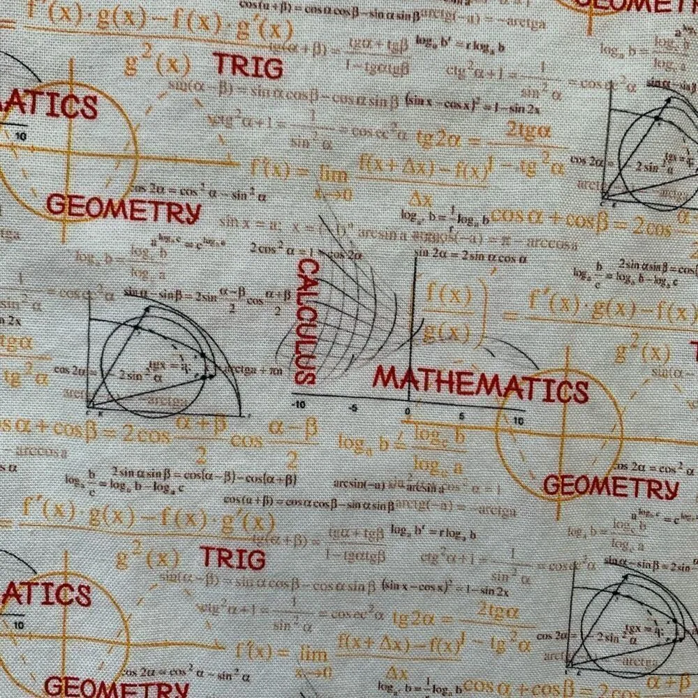 Handmade Shorts High Waisted Printed Math Formulas Geometry Calculus Cream Boxer - Image 6