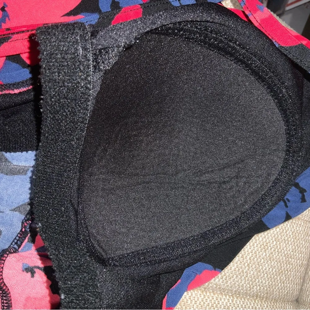 Aqua Green Blue Pink & Red Floral Ruffle Padded Adjustable Strap Tankini Top Lg - Image 8