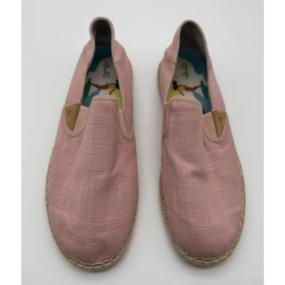 OluKai Kaula Pa'a Kapa Espadrille Shoes Rose Sea Salt Pink Slip On Women's 10 - Image 3