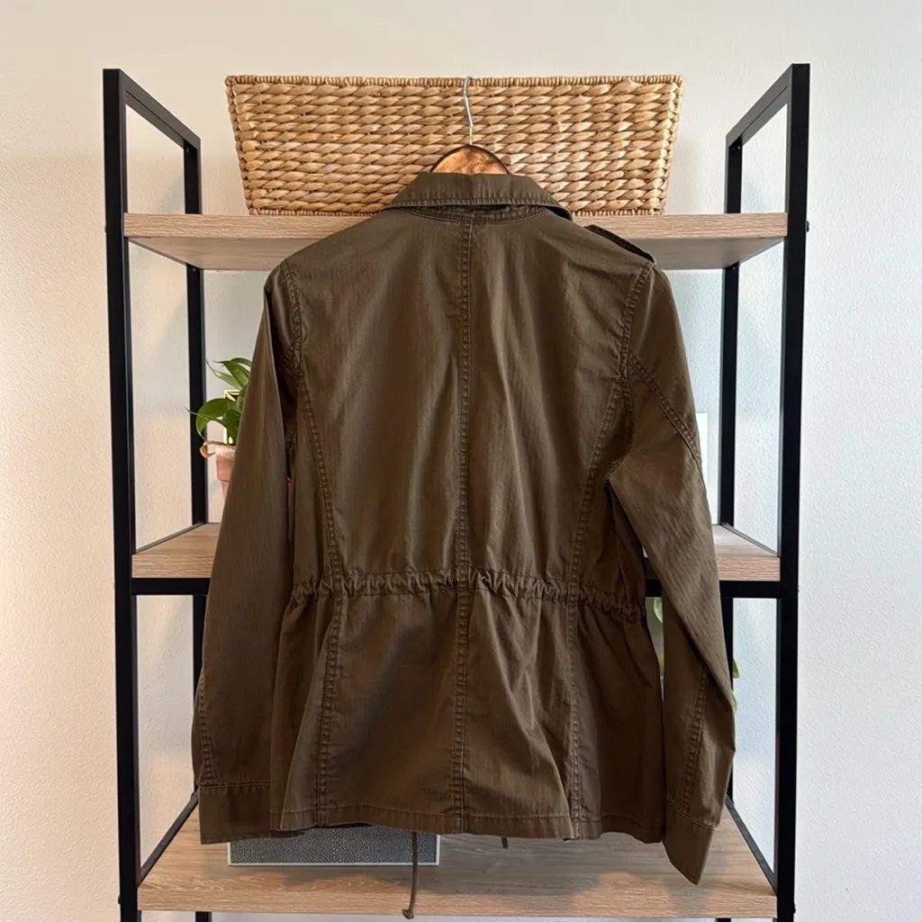 J. Crew Classic Green Military Utility Button Drawstring Canvas Cotton Jacket, M - Image 5