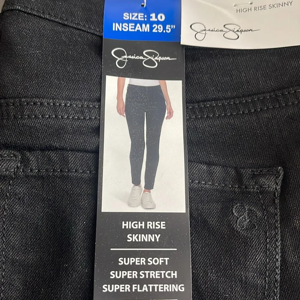 Jessica Simpson High Rise Skinny Black Jeans Sz 10 - Image 3
