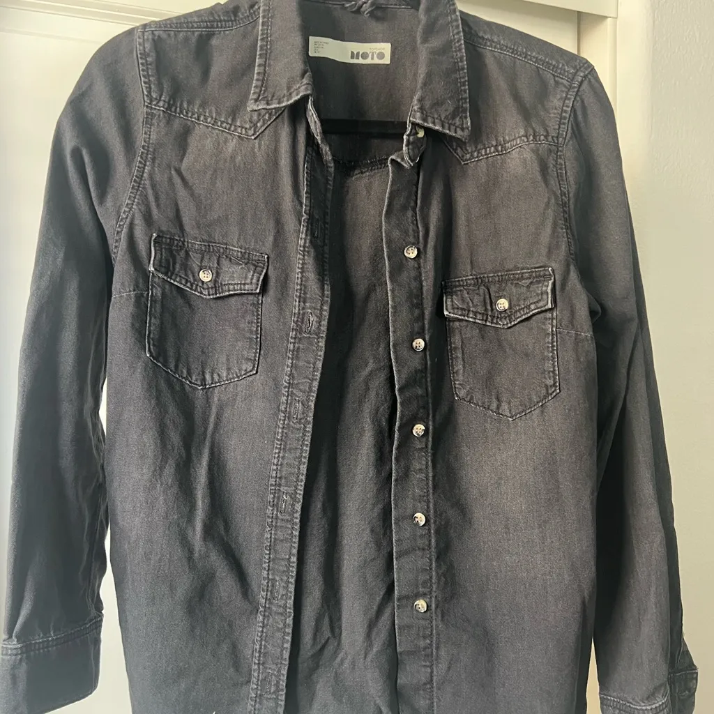 Top shop moto washed black denim - Image 3