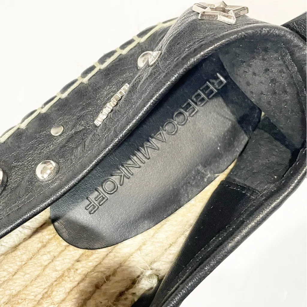 Rebecca Minkoff Size 6.5 Black Leather Moon & Stars Charm‎ Beatriz Espadrilles - Image 5