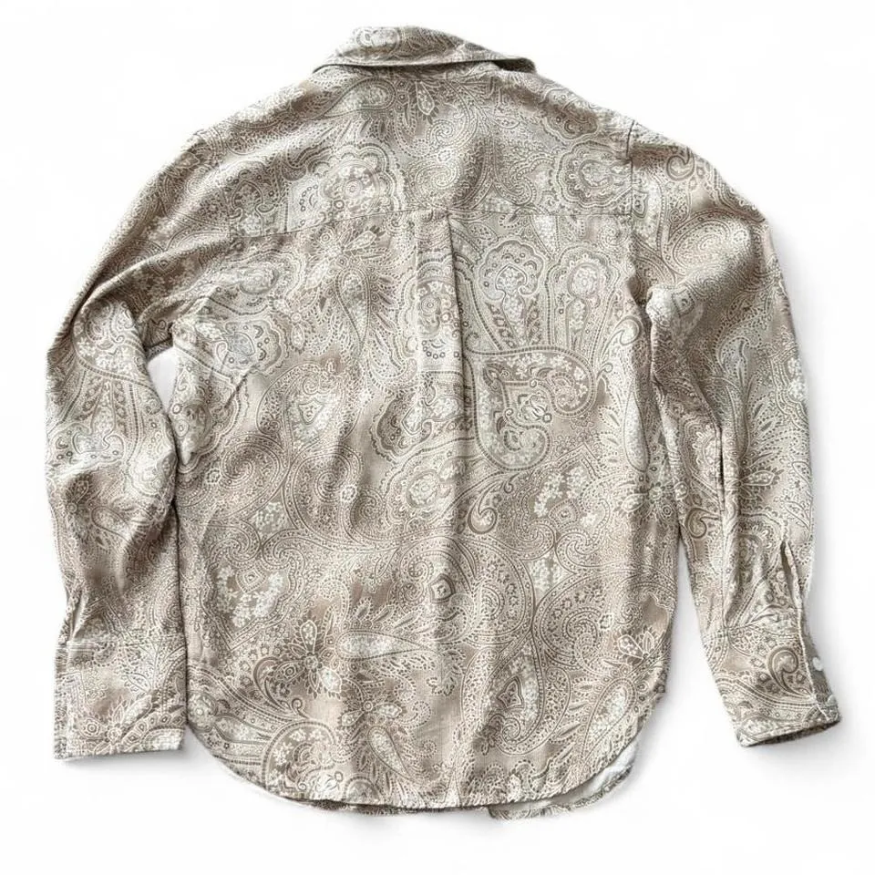 Vintage Silk Paisley Button Up Shirt, Women's Size PM - Image 3