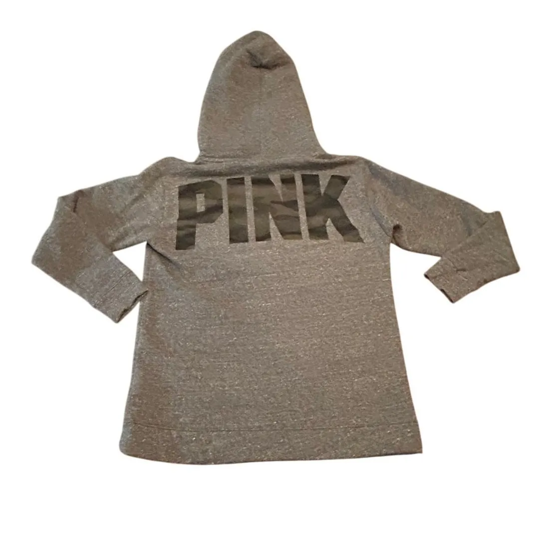 PINK Victoria's Secret Gray Fleece Lined Hoodie Sweatshirt Casual Comfy Sz Small - Image 6