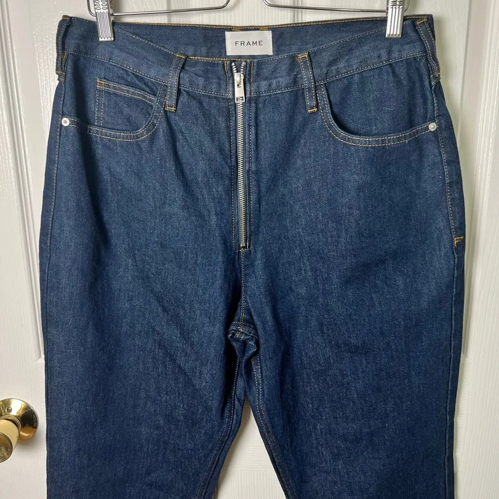 Frame Blue Cotton High Rise Le High Tight Straight Leg Exposed Zipper Jeans 32 - Image 4