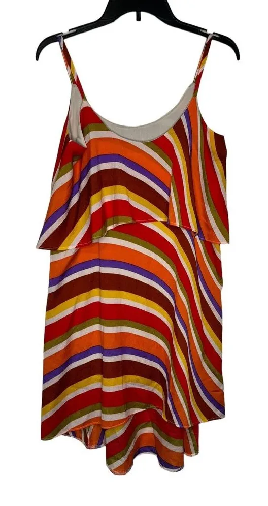 Judith March Women Dress Mini Retro Sundress Striped High Low Multicolor Medium - Image 1