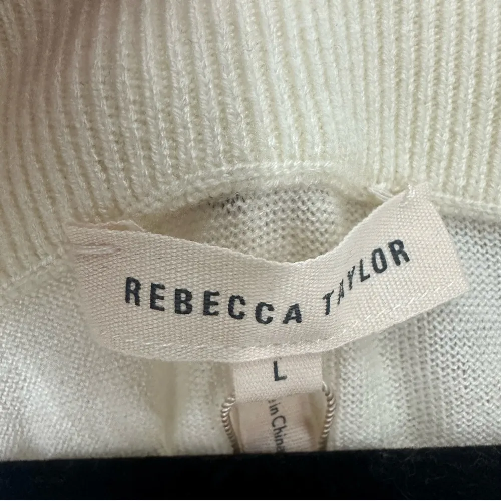 NWT Rebecca Taylor Off Shoulder Wool Blend Sweater Womens Large Beige - Image 8