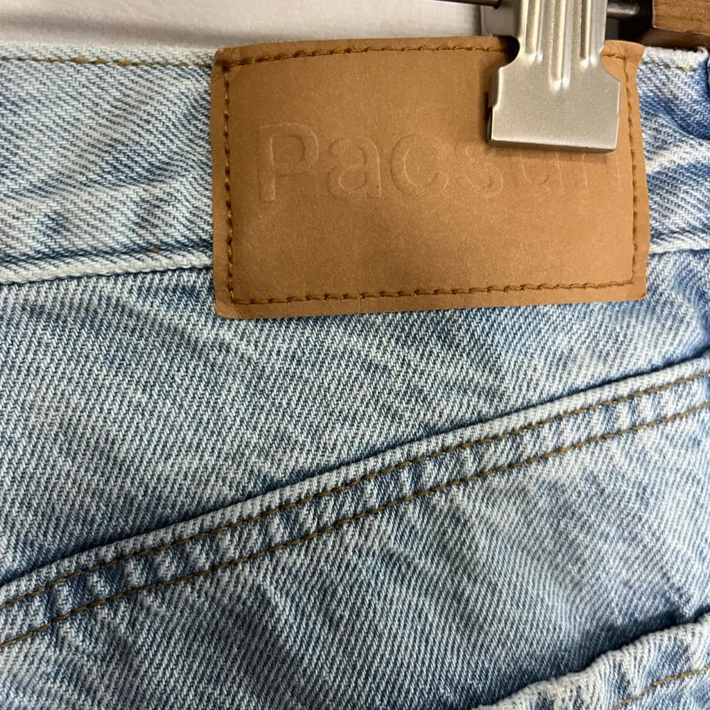 Pacsun Lt Indigo Ripped Button Fly High Waist Denim Festival Short Women Size 28 - Image 7