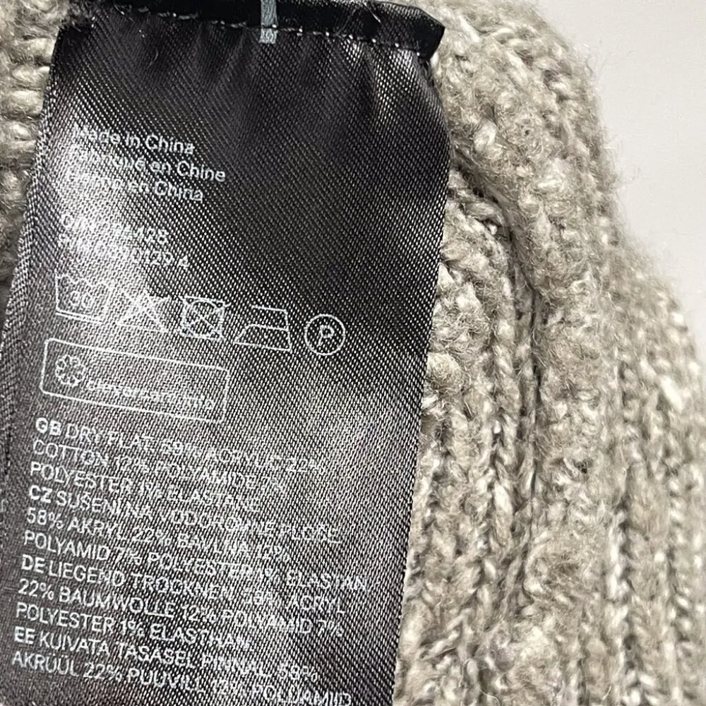 H&M Oversized Ribbed Turtleneck Sweater Top Slouchy Loose Relaxed Medium - Image 9