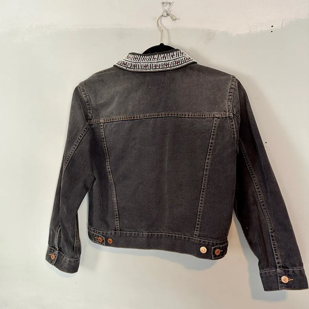 Isabel Marant Denim Jean Jacket Beaded Black Grey - Image 9