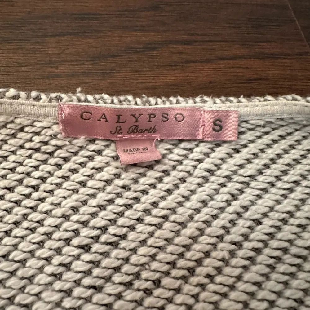 Calypso St. Barth gray & white knit open front cardigan size S - Image 6