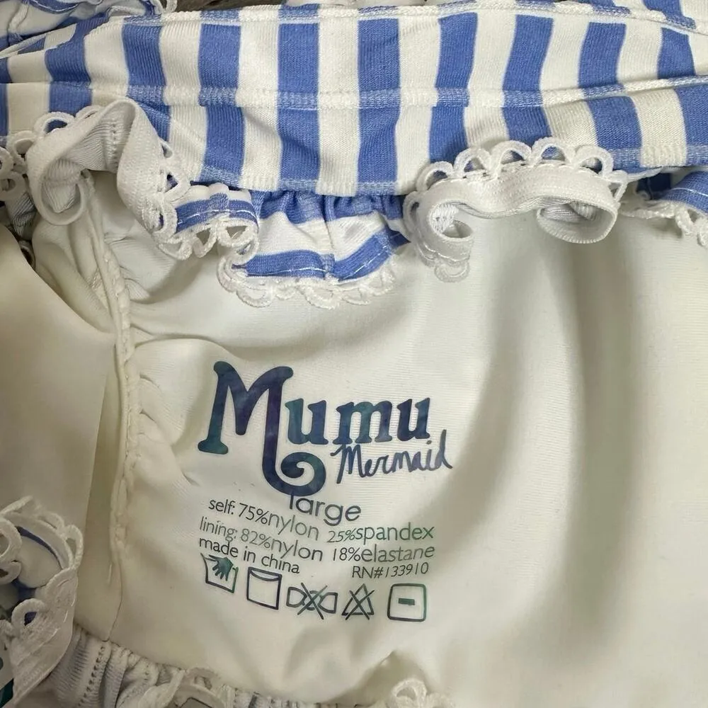 NWT Show Me Your MuMu Luana Bralette Bikini Top Women's Blue White Size Large - Image 4