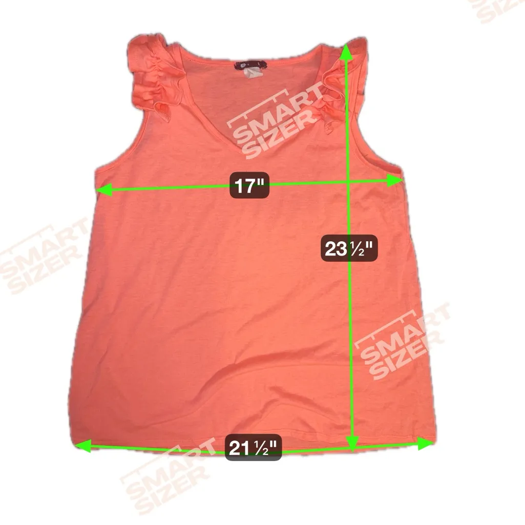 Women’s Neon Coral Ruffle Trim Sleeveless Top Orange Size M - Image 3