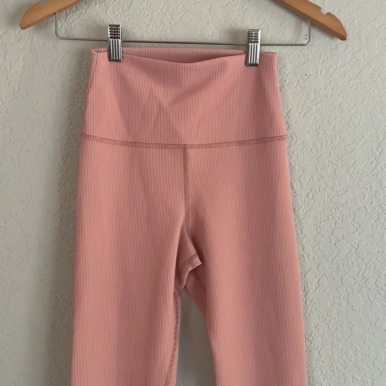 Beach Riot Ribbed Leggings Pink Mauve High Waist Compression Travel Size XS - Image 2