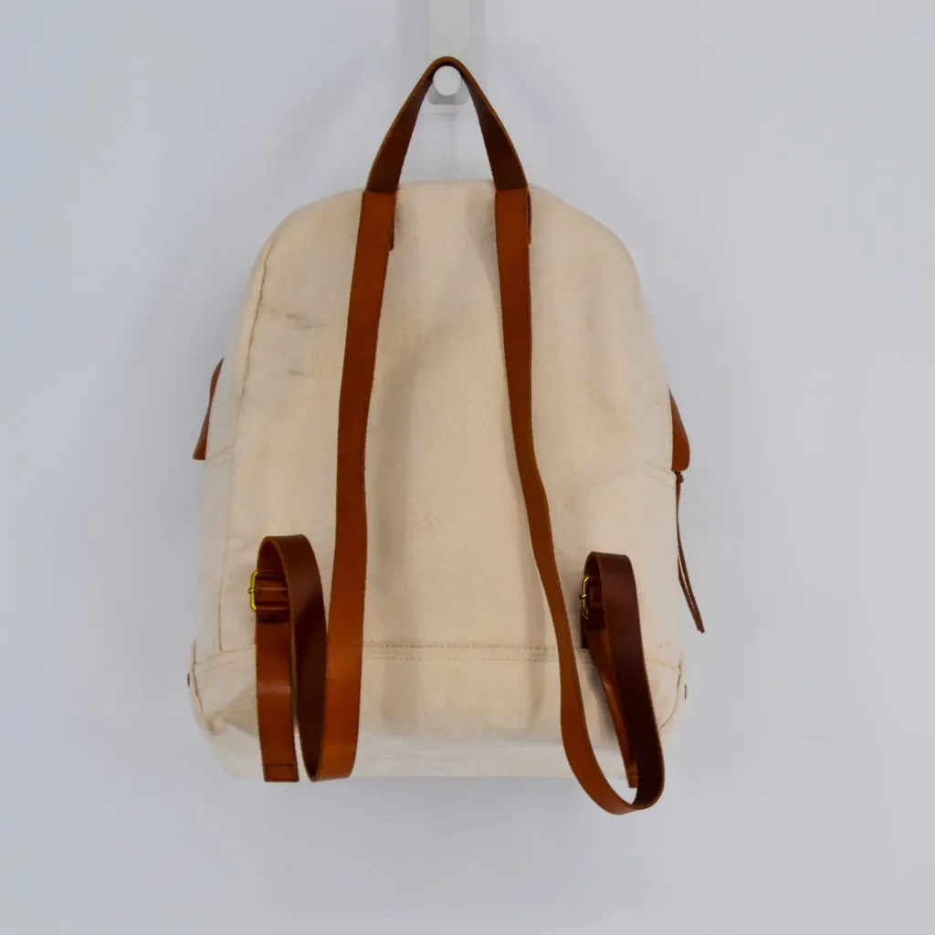 Madewell The Charleston Backpack in Beige Vintage Canvas Italian Leather Trim - Image 3