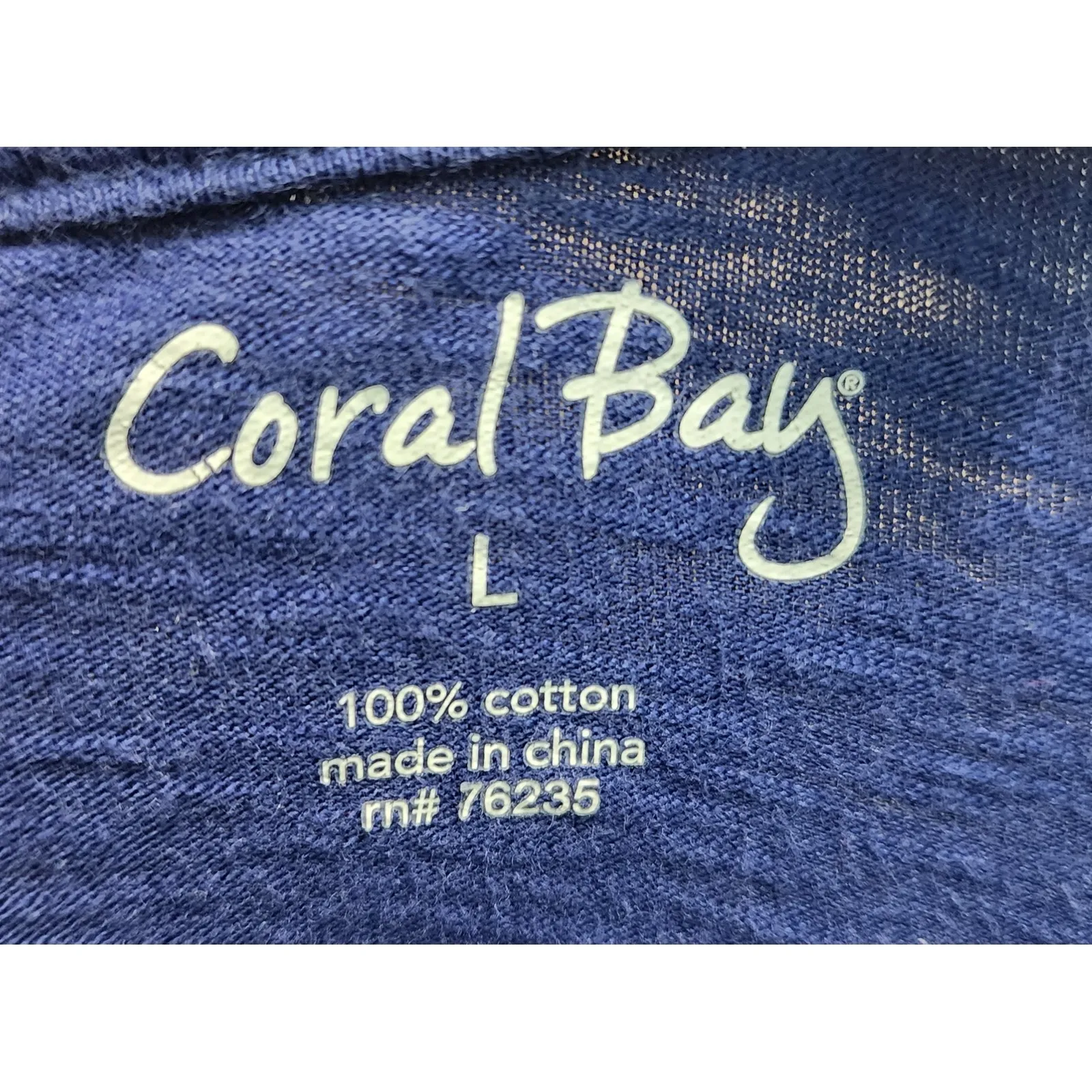Coral Bay Womens T-Shirt Top Blue Gold Pineapple Print Short Sleeve‎ Large - Image 3