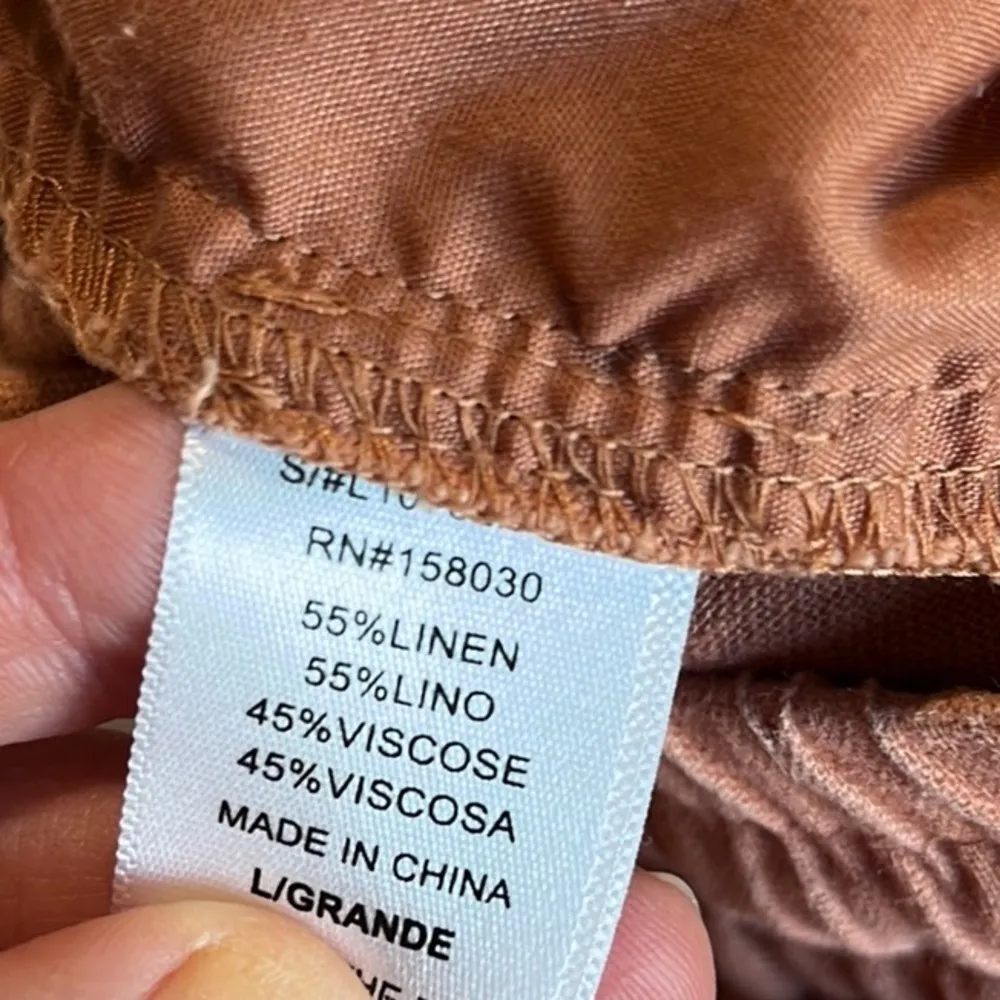 Love Tree Boutique Linen Shorts Womens Large Elastic Drawstring - Image 10