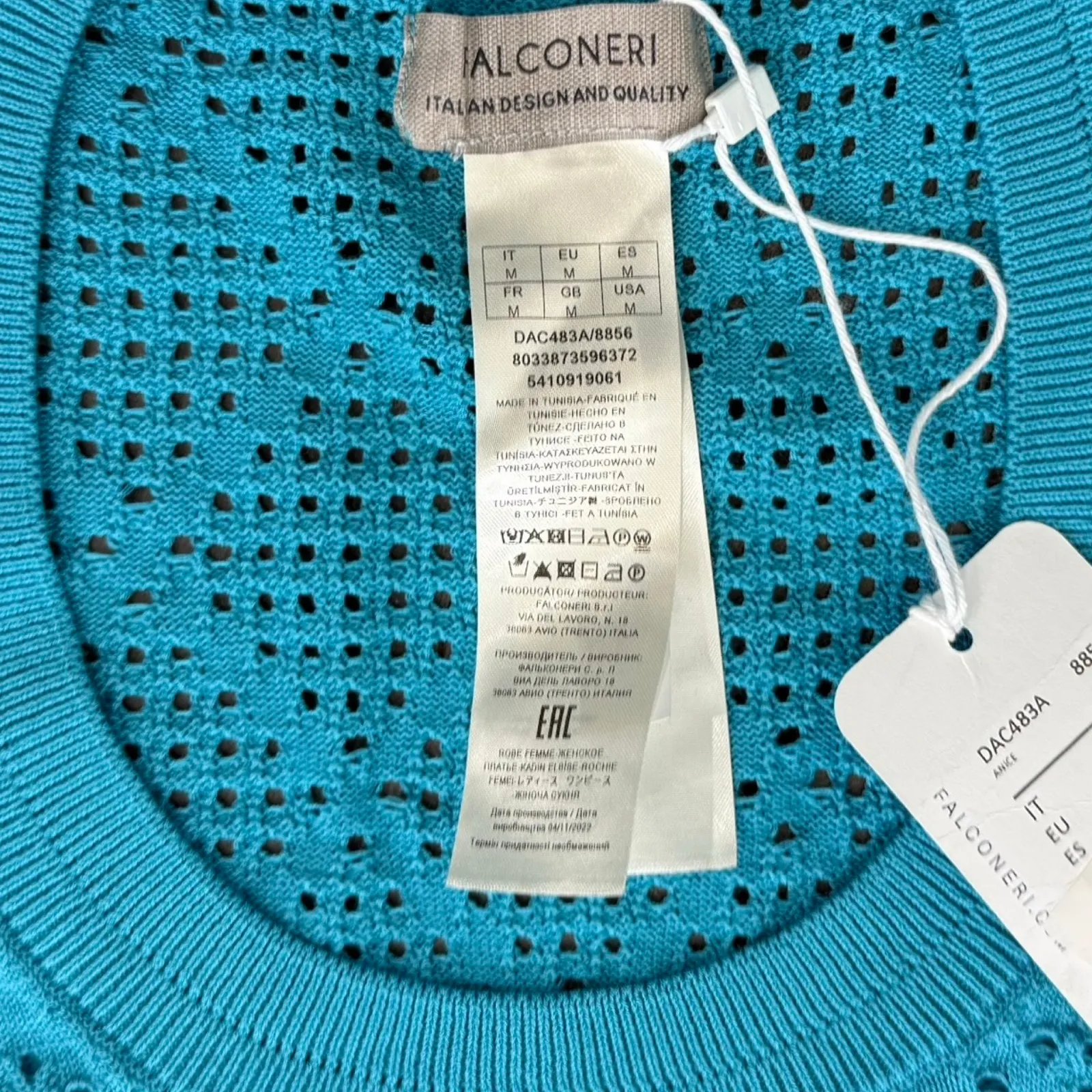 Falconeri Blue Anise Long Crochet Tank Side Slit Midi Dress size M NEW Tags Size M - Image 4