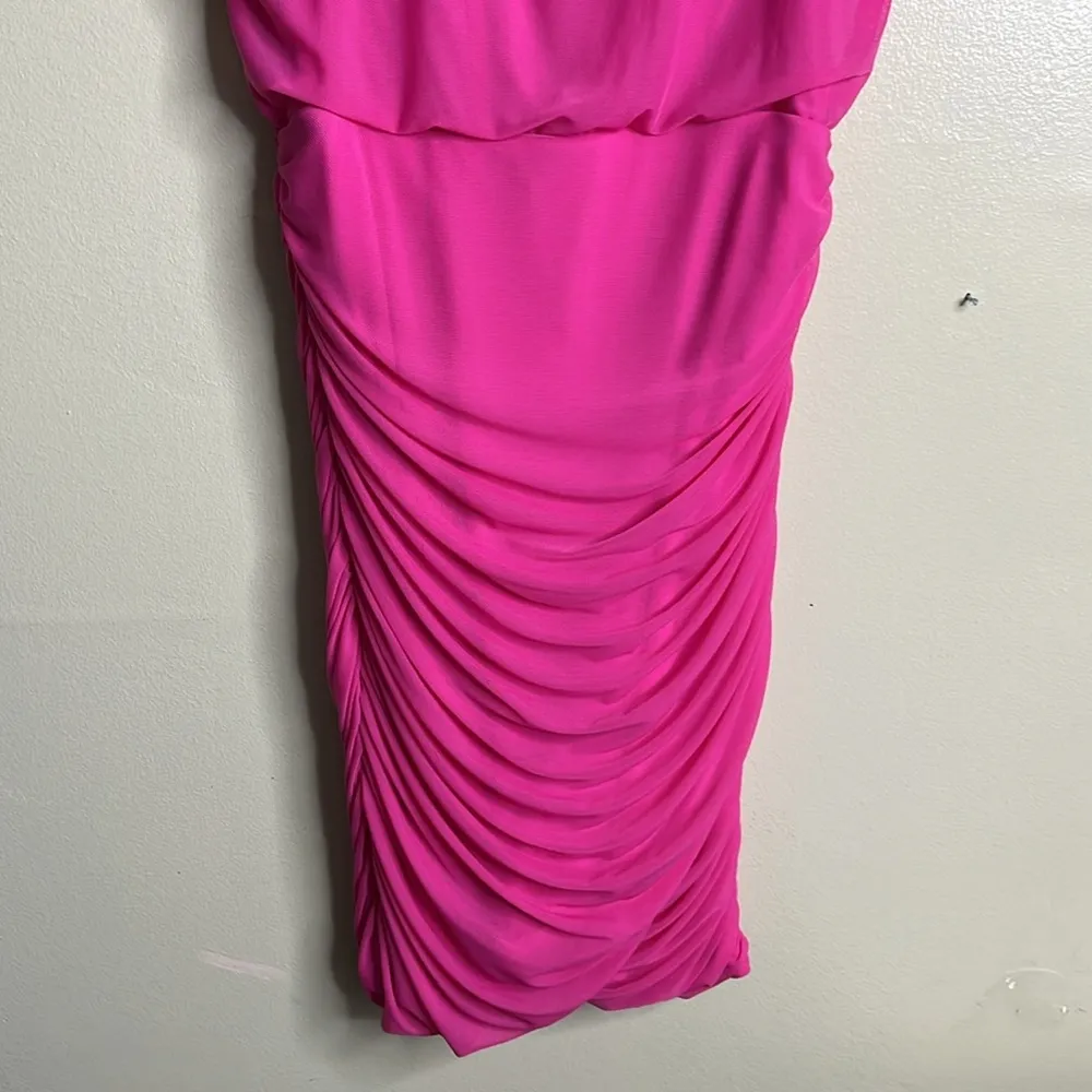 Lucy in the Sky Pink bodycon corset lace up back Ruched Mini Dress size small - Image 6