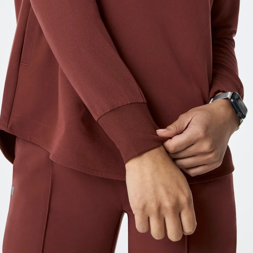 Figs Rafaela Oversized Longsleeve Scrub Top in Walnut, Size Large - Image 6