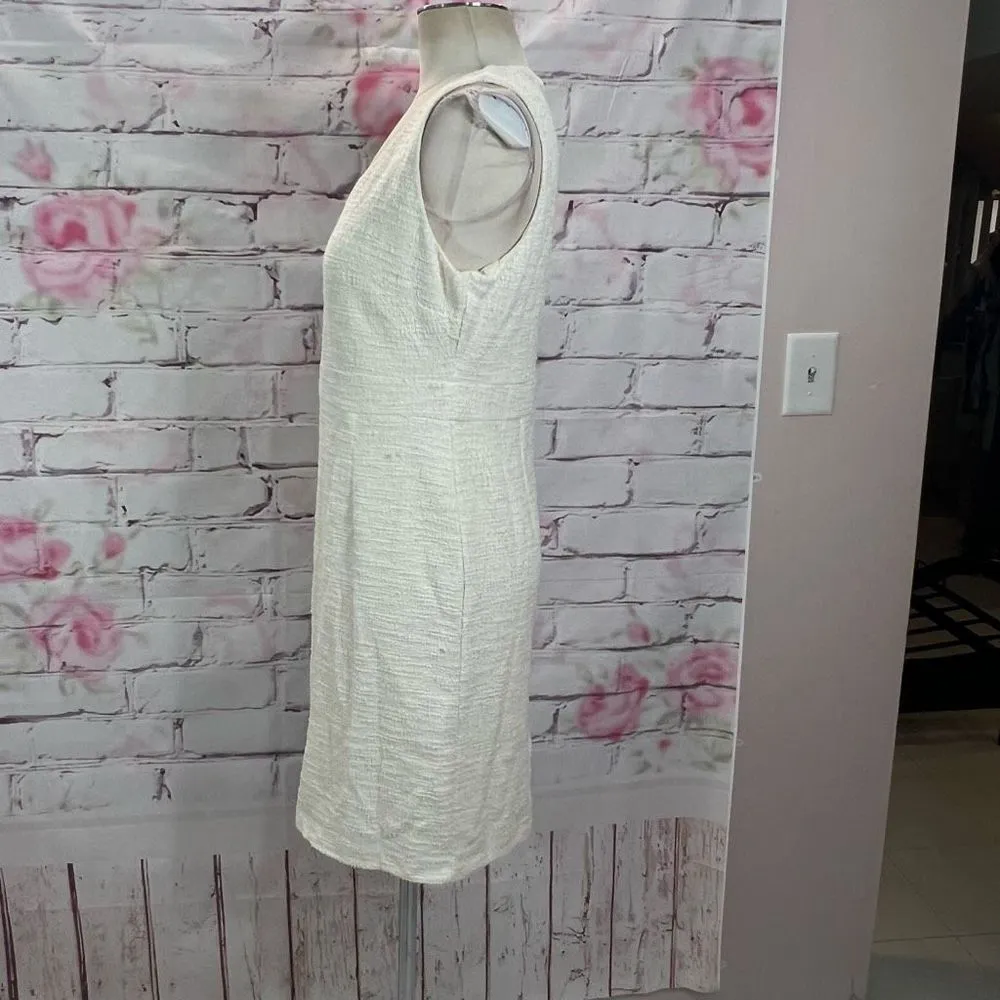 Nicole Miller Women's Sleeveless V-neck Tweed Lightweight Sheath Dress Cream Siz - Image 6