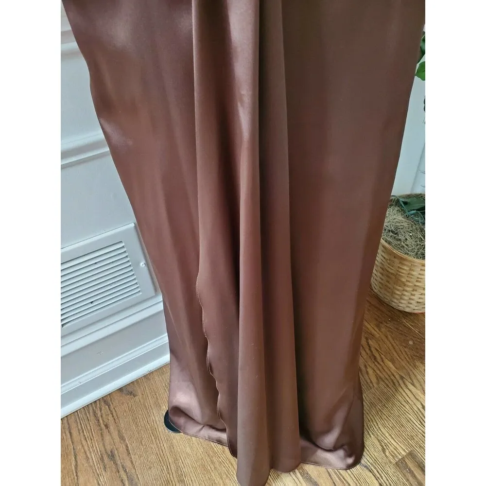 Dave & Johnny Women's Brown Polyester V-Neck Sleeveless Long Maxi Dress Size 3/4 - Image 5