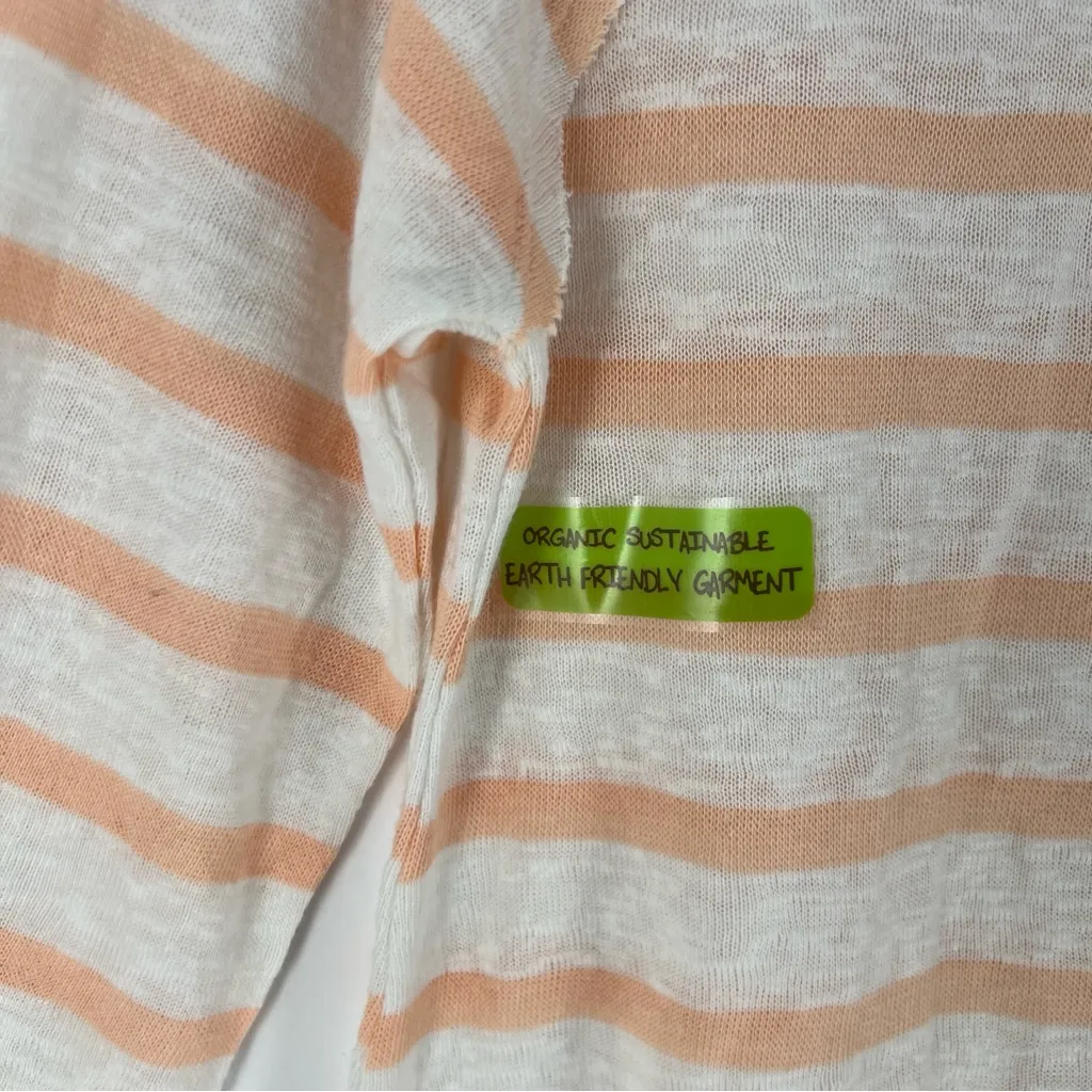 Earth Yoga Organic Cotton Blend Striped Hooded Pullover Lightweight Burnout White Size L - Image 4